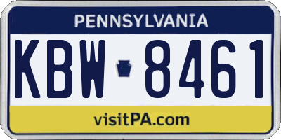 PA license plate KBW8461