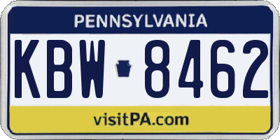 PA license plate KBW8462