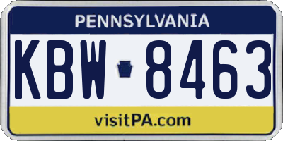 PA license plate KBW8463