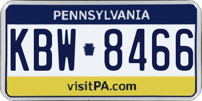 PA license plate KBW8466