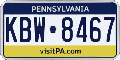 PA license plate KBW8467