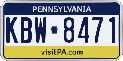 PA license plate KBW8471
