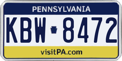 PA license plate KBW8472