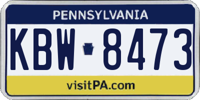 PA license plate KBW8473