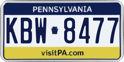 PA license plate KBW8477