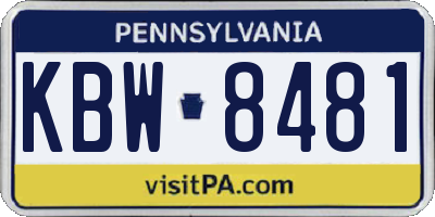 PA license plate KBW8481