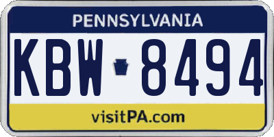 PA license plate KBW8494
