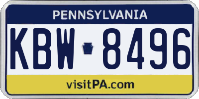 PA license plate KBW8496