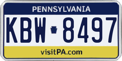 PA license plate KBW8497
