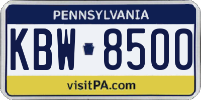 PA license plate KBW8500