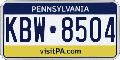 PA license plate KBW8504