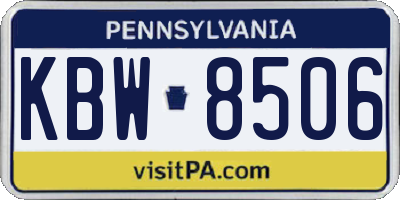 PA license plate KBW8506