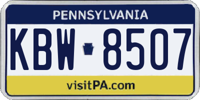 PA license plate KBW8507