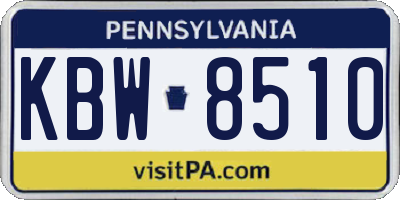 PA license plate KBW8510