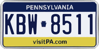 PA license plate KBW8511