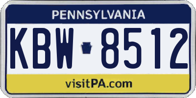 PA license plate KBW8512