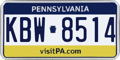 PA license plate KBW8514