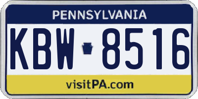PA license plate KBW8516