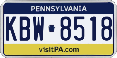 PA license plate KBW8518