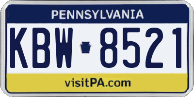 PA license plate KBW8521