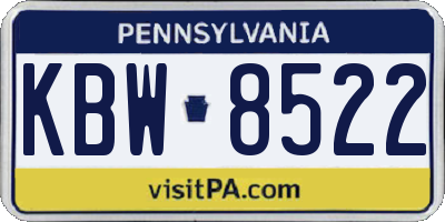 PA license plate KBW8522