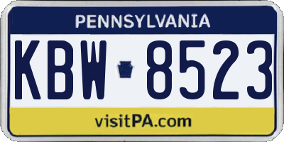 PA license plate KBW8523