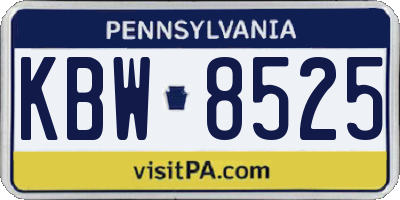 PA license plate KBW8525