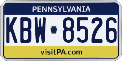 PA license plate KBW8526