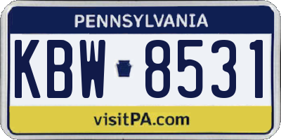 PA license plate KBW8531