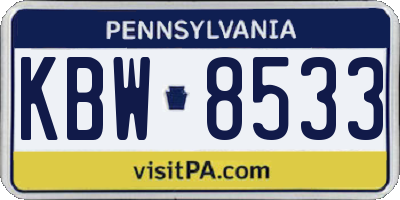 PA license plate KBW8533