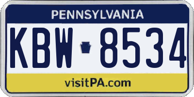 PA license plate KBW8534