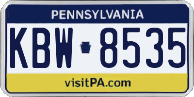 PA license plate KBW8535
