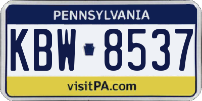 PA license plate KBW8537