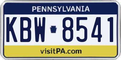 PA license plate KBW8541