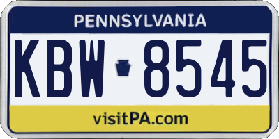 PA license plate KBW8545