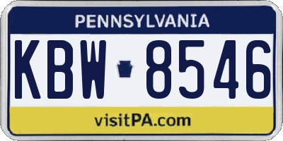 PA license plate KBW8546