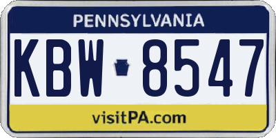 PA license plate KBW8547