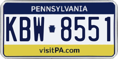 PA license plate KBW8551
