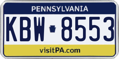 PA license plate KBW8553