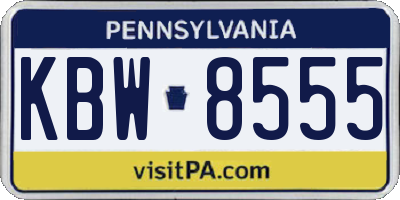 PA license plate KBW8555
