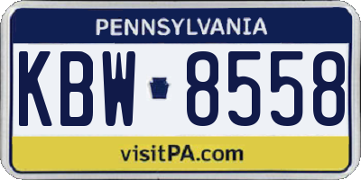 PA license plate KBW8558