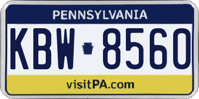 PA license plate KBW8560