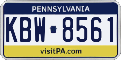 PA license plate KBW8561