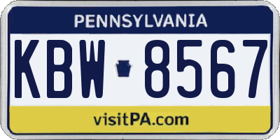 PA license plate KBW8567