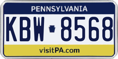 PA license plate KBW8568