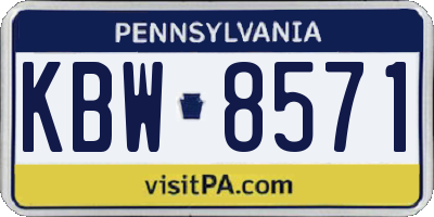PA license plate KBW8571