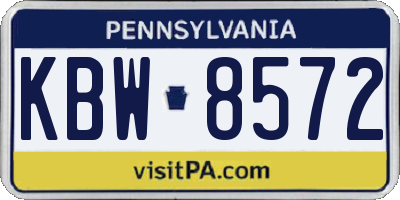 PA license plate KBW8572