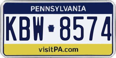 PA license plate KBW8574