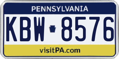 PA license plate KBW8576