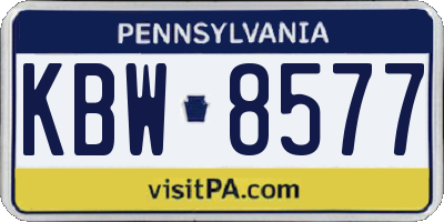 PA license plate KBW8577